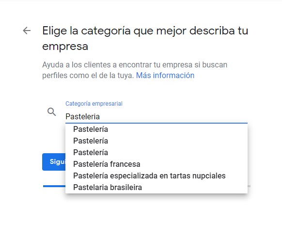 crea categoria google mi negocio